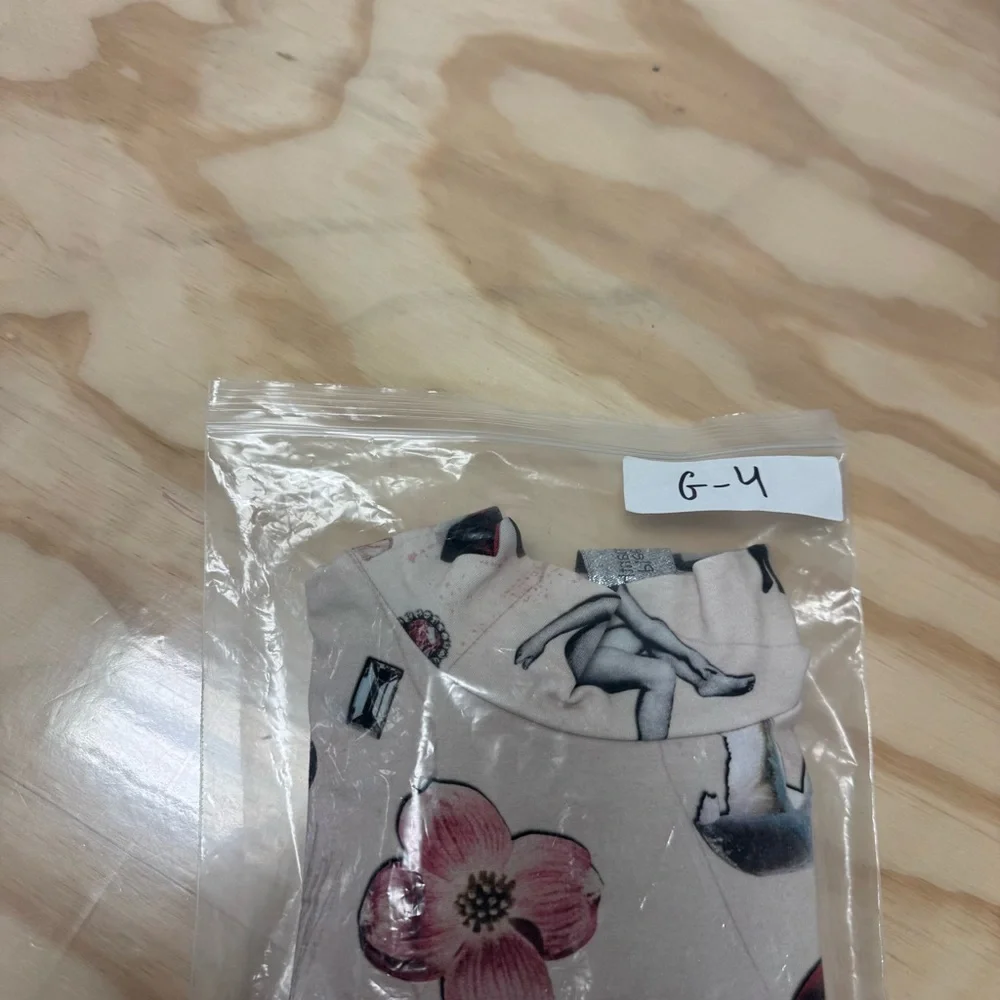 Samantha Pleet Starcrossed 3/4 Sleeve Bodysuit Collage Stretch Cream Medium - Picture 15 of 15